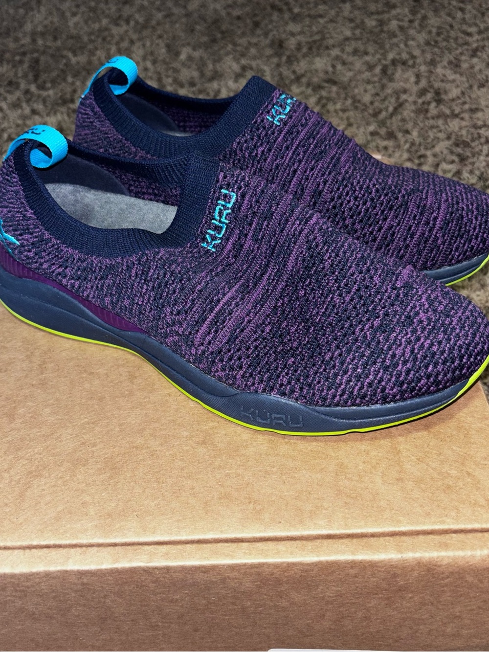 Kuru Stride Womens Size 8 W Blue Purple Athletic Walking Slip On Shoes Sneakers